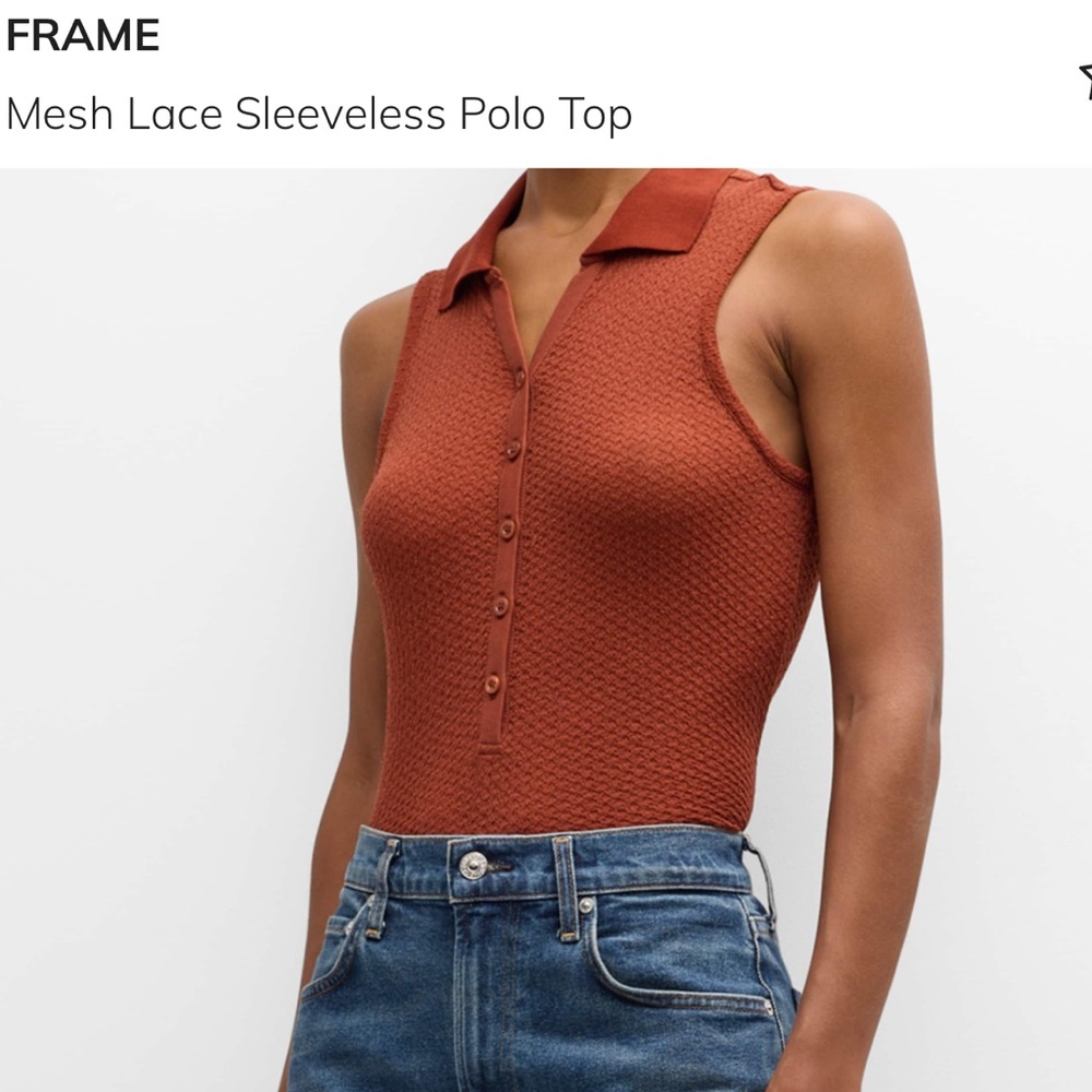 FRAME
Mesh Lace Sleeveless Polo Top